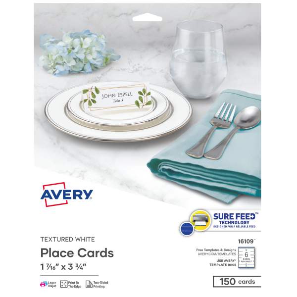 Textured Place Cards, 1-7/16" x 3-3/4", White